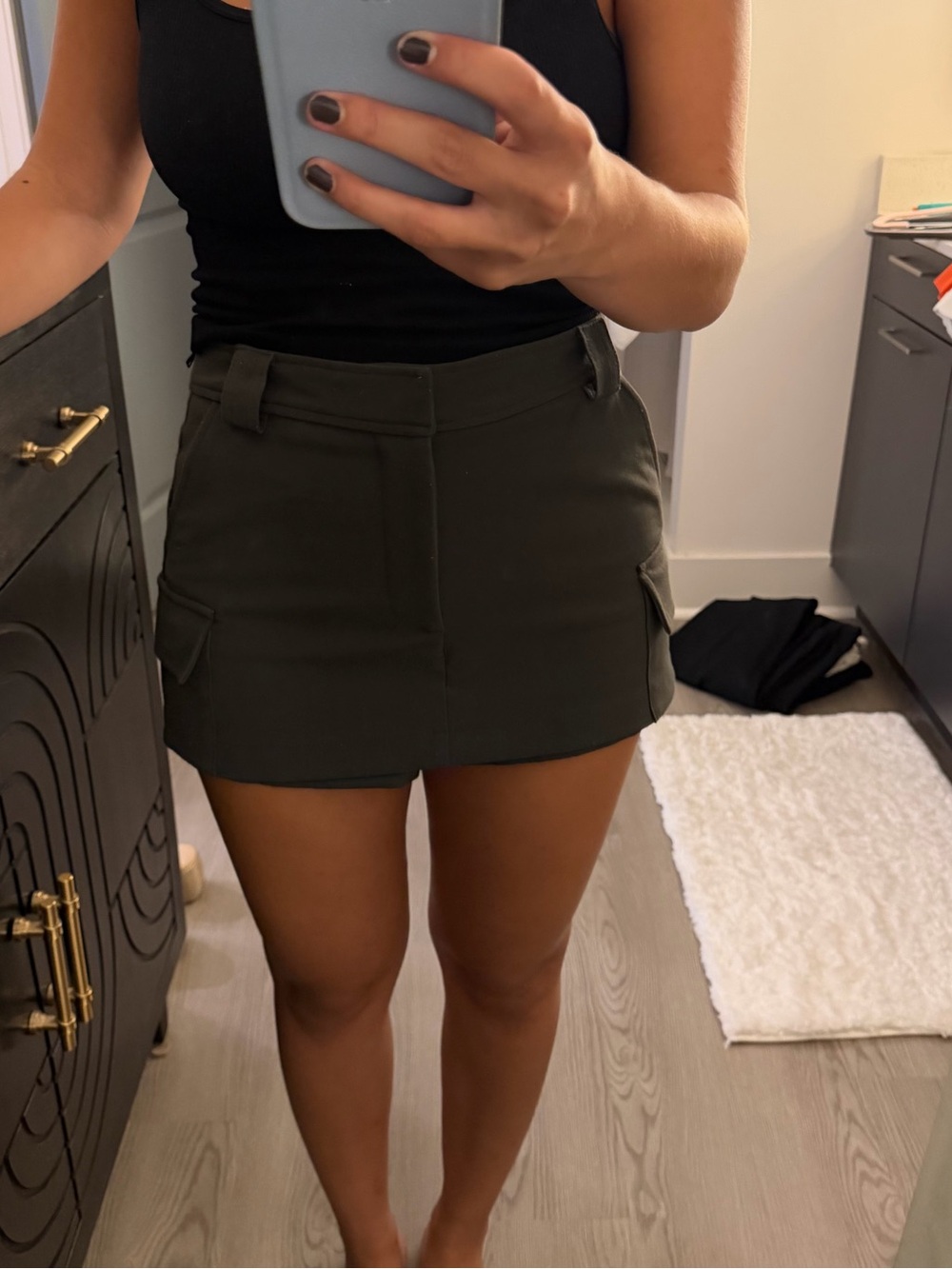 Zara Olive Mini Cargo Skirt